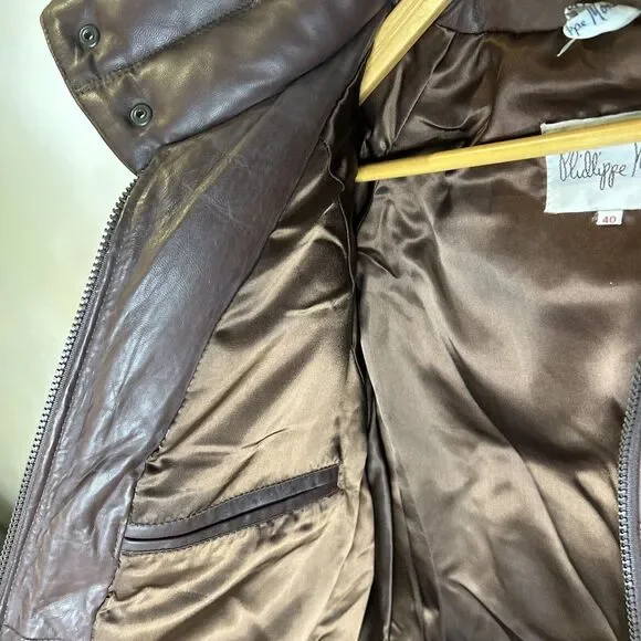 Wilsons Leather Brown Puffer Jacket Quilted Winter Coat Zip-Up Stand Collar - Picture 2 of 7